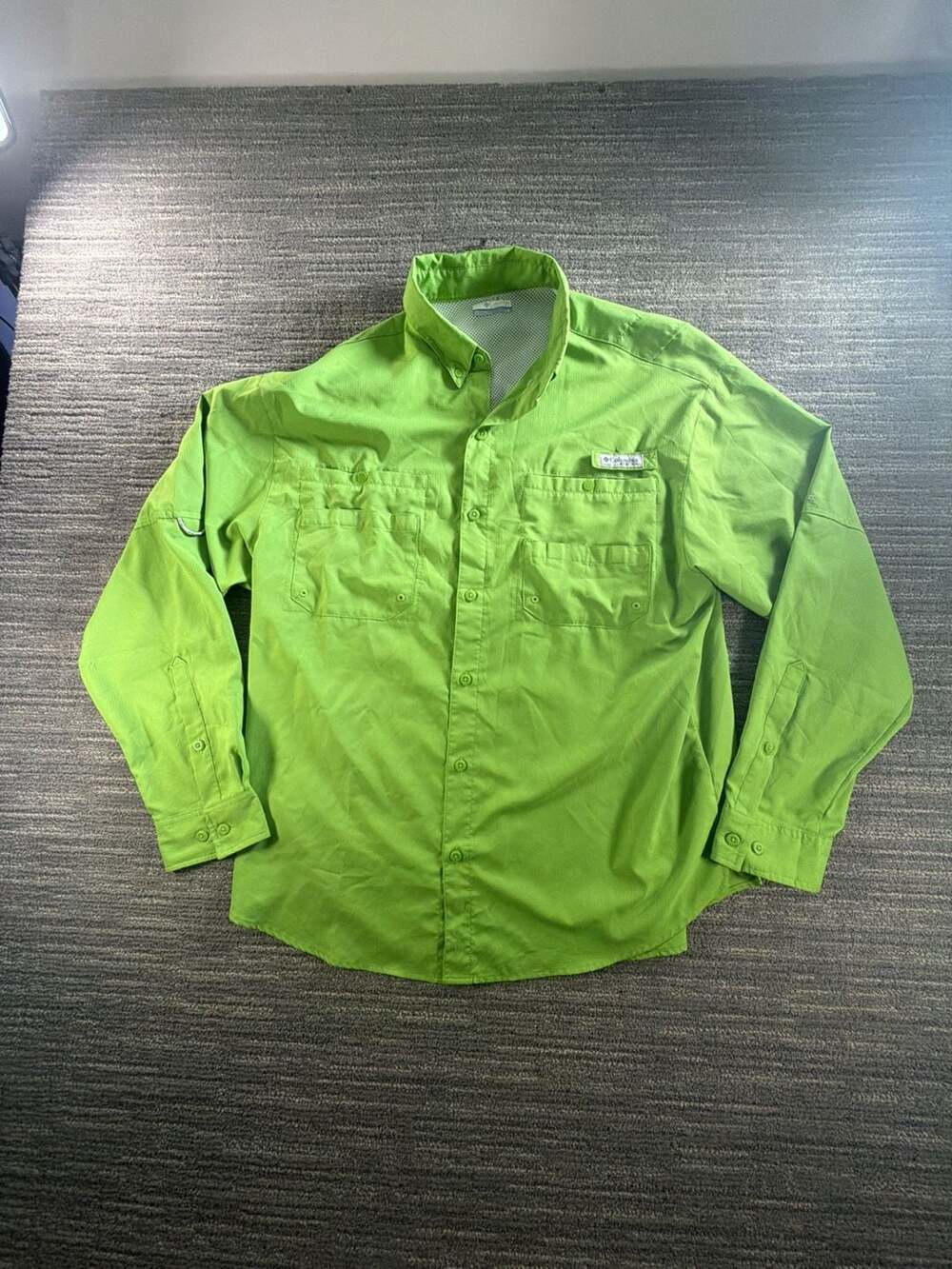 Columbia PFG Bahama II Long Sleeve Fishing Shirt Lime Green Size L/G